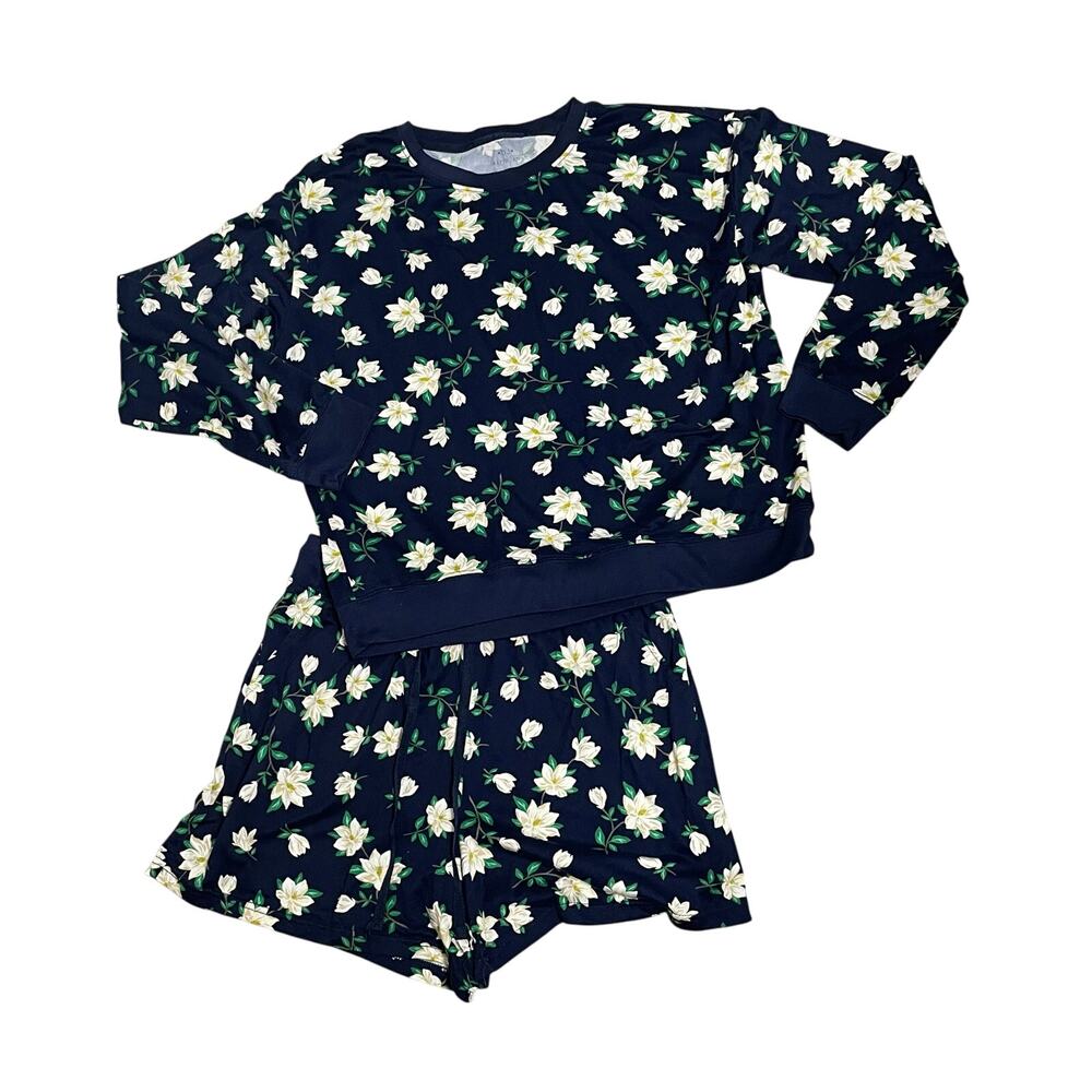 Draper James Navy Floral Long Sleeve Top & Shorts Pajama Set